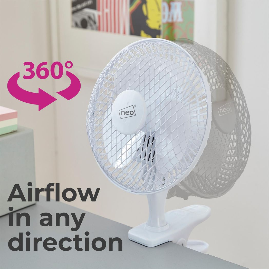 Neo Mini Clip Base Mount Desk Fan � White by Neo
