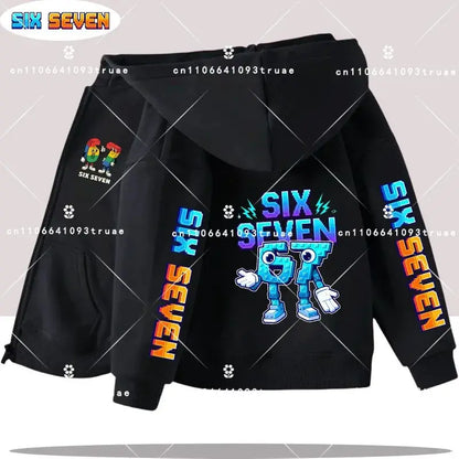 Hot Six Seven Children's Zip Up Hoodies Funny 67 Brainrot Zipper Hoody Clothes Kid Girl Boy Baby Casual Fashion Tops Sweatshirts by All Mart Bristol Ltd