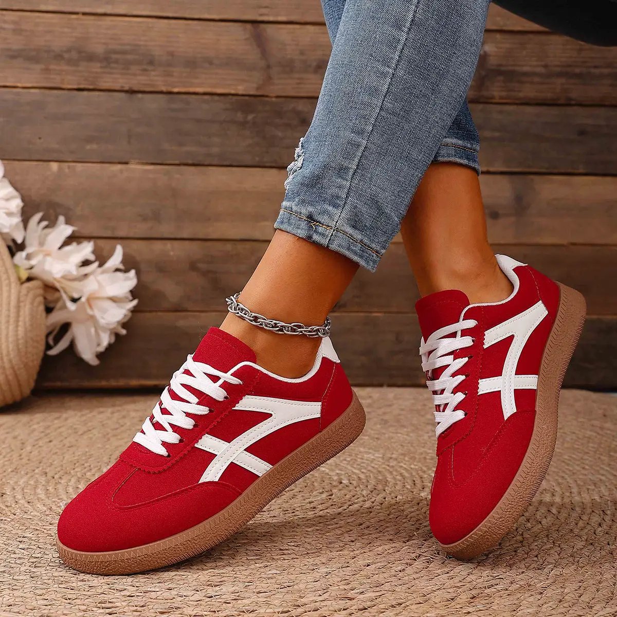 Large Size Color Blocked Round Toe Women's Shoes by Dropshipman