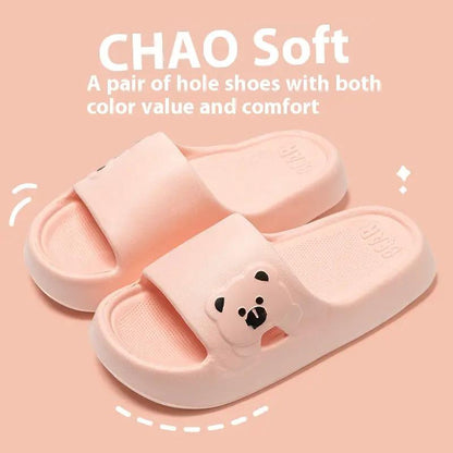 Cute Bear Home Slippers Summer Fashion Thick Bottom Non-slip Bathroom Slipper Women Men Couples Shoes by Dropshipman