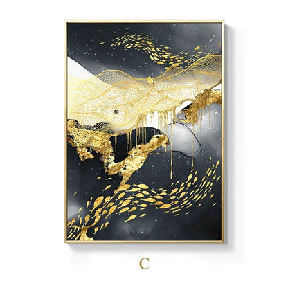 Golden Black And White Wall Art Posters And by Dropshipman