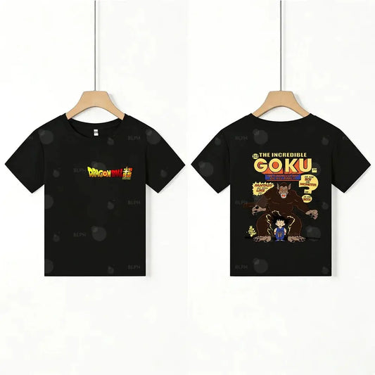 Kids T - Shirt Dragon Ball Goku & Great Ape Print, Cartoon Anime - Themed Casual Cotton Tee for Boys Girls, Cool Graphic Childre by All Mart Bristol Ltd