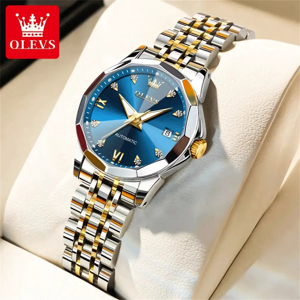 OLEVS Women's Watches Trend Elegant Sparkling Shining Diamond Scale Original Automatic Mechanical Wristwatch for Lady Waterproof by All Mart Bristol Ltd