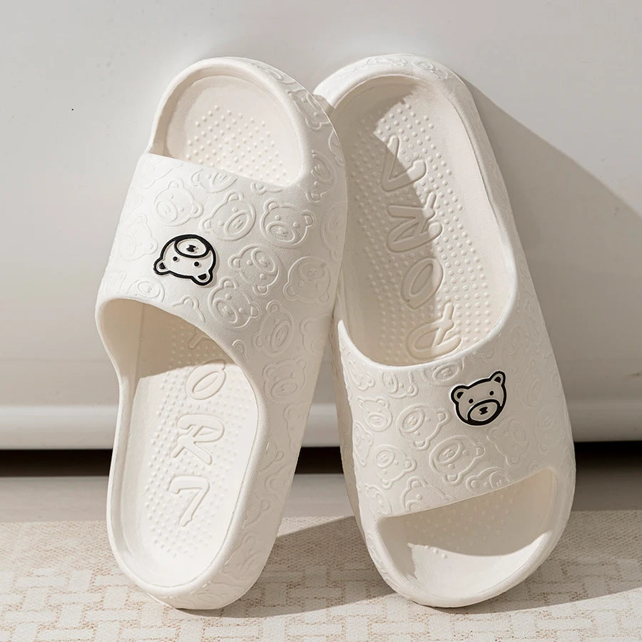 Printting Cute Bear Women Slippers Summer Indoor Soft Cartoon Sandals Bathroom Anti-slip Outdoor Comfy Men Leisure Shoes Couple by All Mart Bristol Ltd