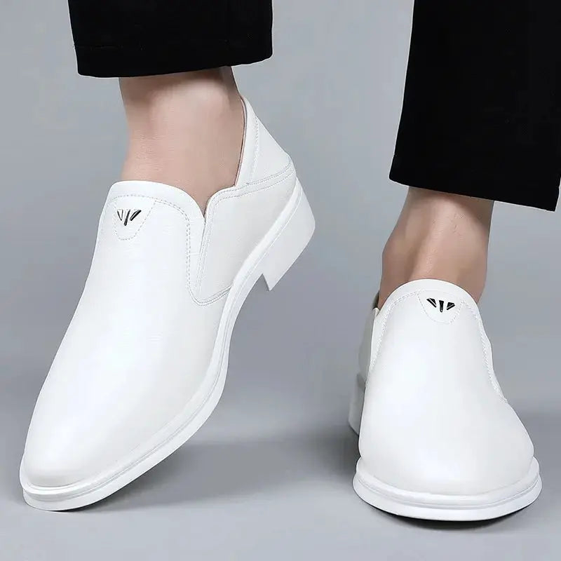 Men's Casual Business White Shoes Slip-On Formal Photography Suit Shoes Pointed Toe Leather Shoes Comfortable All-Match by All Mart Bristol Ltd