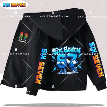 Hot Six Seven Children's Zip Up Hoodies Funny 67 Brainrot Zipper Hoody Clothes Kid Girl Boy Baby Casual Fashion Tops Sweatshirts by All Mart Bristol Ltd
