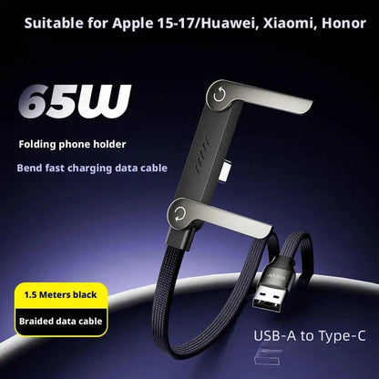Sideways Phone Charger,Invisible Stand Charging Cable,Built in Phone Stand Charging Cord with Folding Phone Stand 2-In-1 Holder by All Mart Bristol Ltd