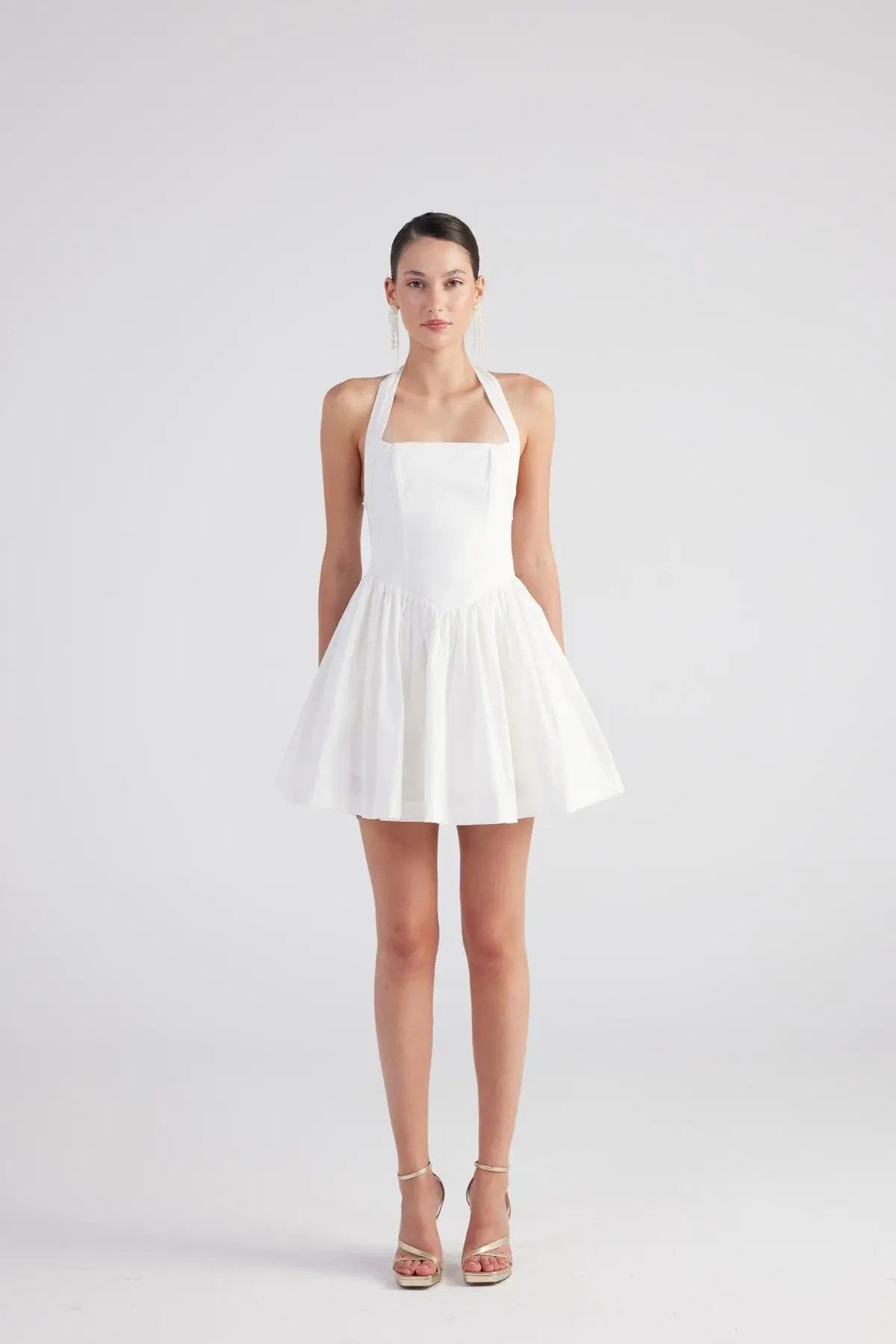 Teresa White Pleated Skirt Mini Dress by Holly Lolly
