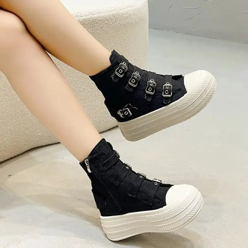 Shoes Women's Spring and Summer 2025 New Casual Versatile High-top Platform Heightened Small Board Shoes by All Mart Bristol Ltd