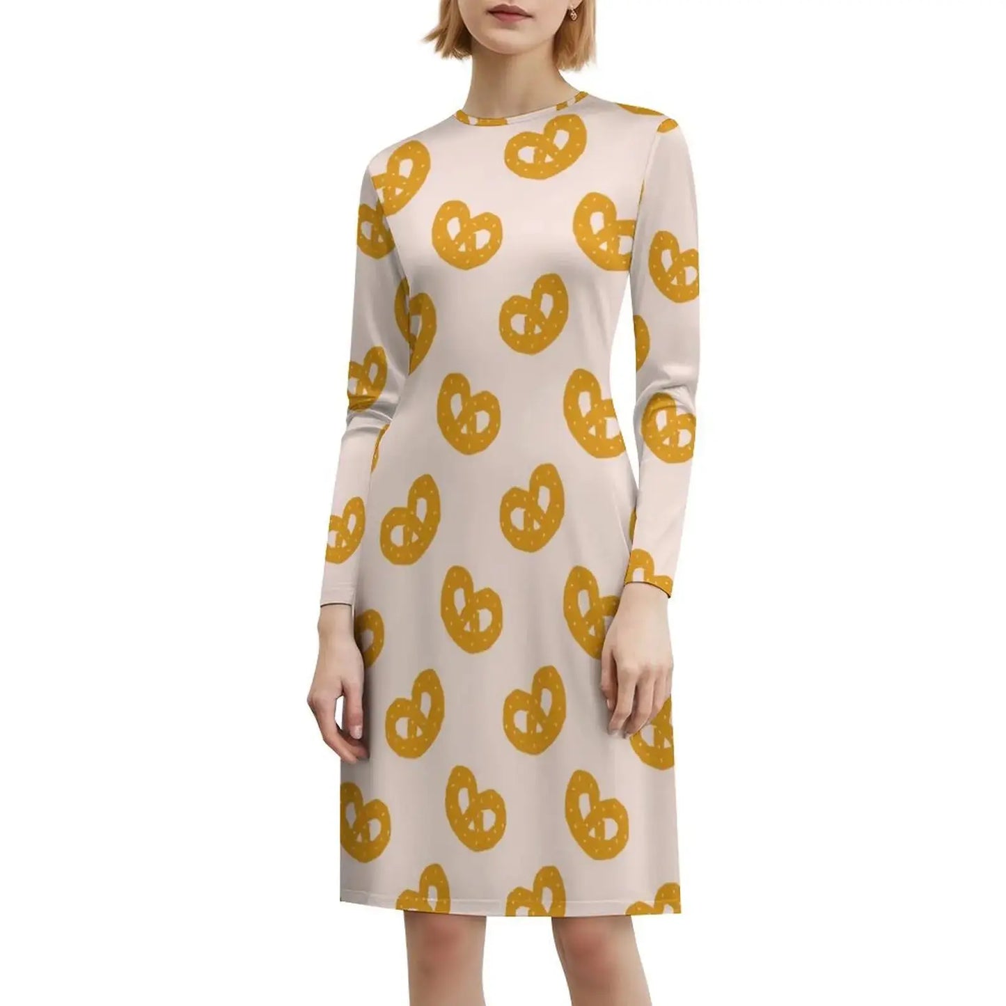 Pretzel Pink Pattern Women's Hip Hop Streetwear Dress Graphic Print Party Club Wear Cartoon Background Texture Pattern Evening by All Mart Bristol Ltd
