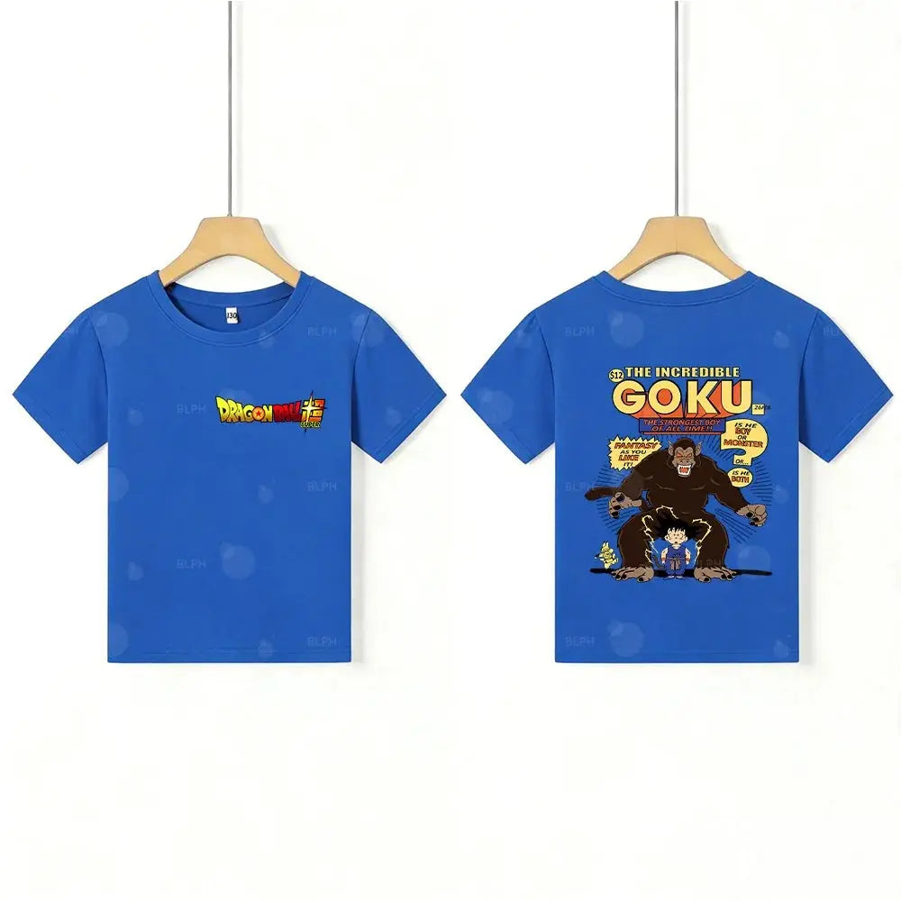 Kids T - Shirt Dragon Ball Goku & Great Ape Print, Cartoon Anime - Themed Casual Cotton Tee for Boys Girls, Cool Graphic Childre by All Mart Bristol Ltd