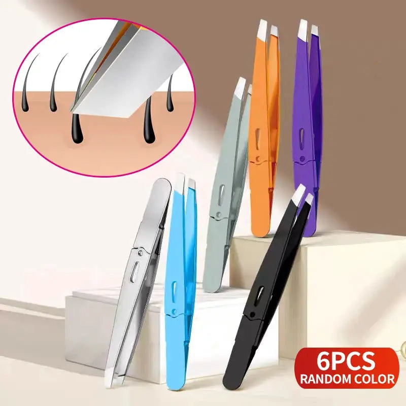 6/3/1pcs Eyebrow Clip Tweezers - Oblique Mouth Hair Pulling Beard False Eyelashes Double Eyelid Patch - High Precision Portable by All Mart Bristol Ltd