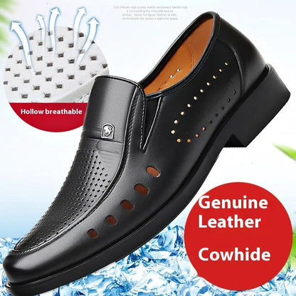 Breathable Leather Sandals Thin Hollow Soft Leather Men's Shoes by Dropshipman