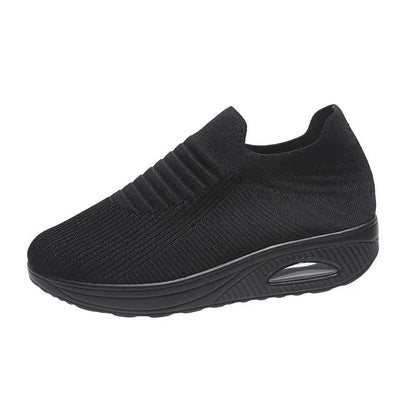 New Stripe Design Mesh Shoes Fashion Slip On Air Cushion Shoes Breathable Round-toe Flats Women by Dropshipman