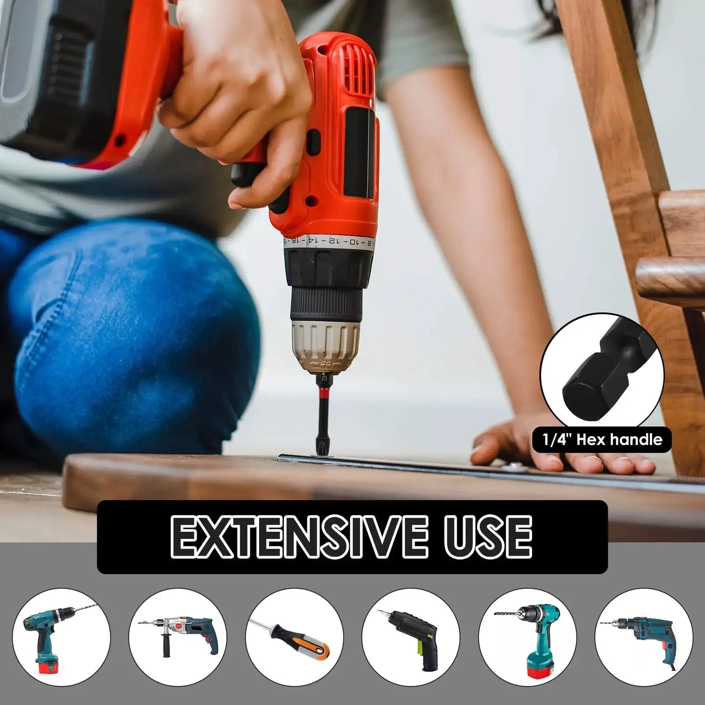 Rafford 15PCS Impact Ready Magnetic Screwdriver Bits Set - 2 Inch Anti-Slip for Impact/Cordless Drill | Torx/Hex/Phillips Head by All Mart Bristol Ltd