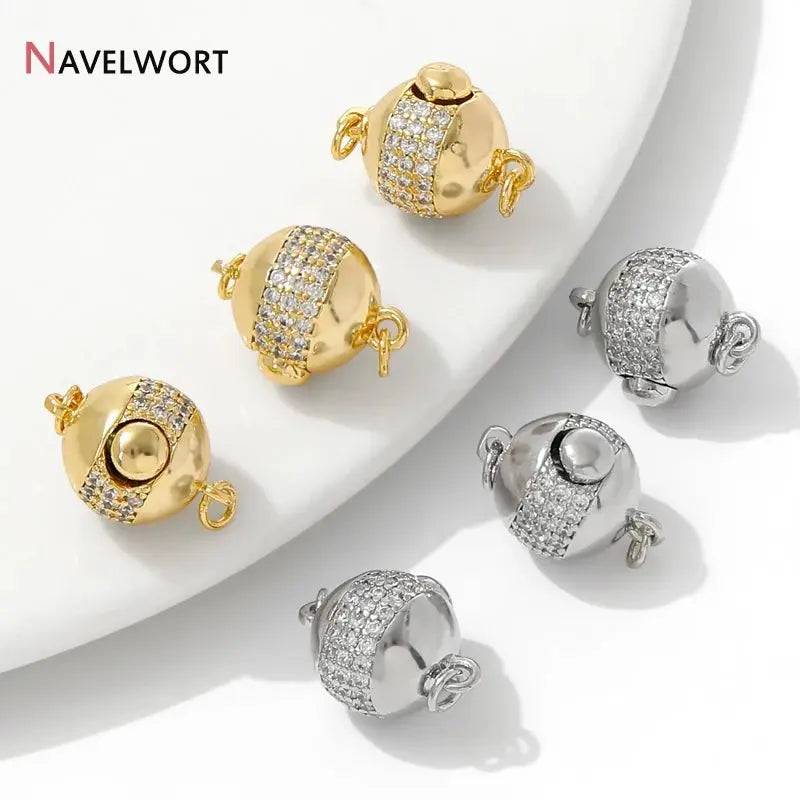 18K Gold Plated Brass With Zircon Ball Connector Clasps Strong Magnetic Clasps For DIY Bracelet Necklace Making Accessories by All Mart Bristol Ltd