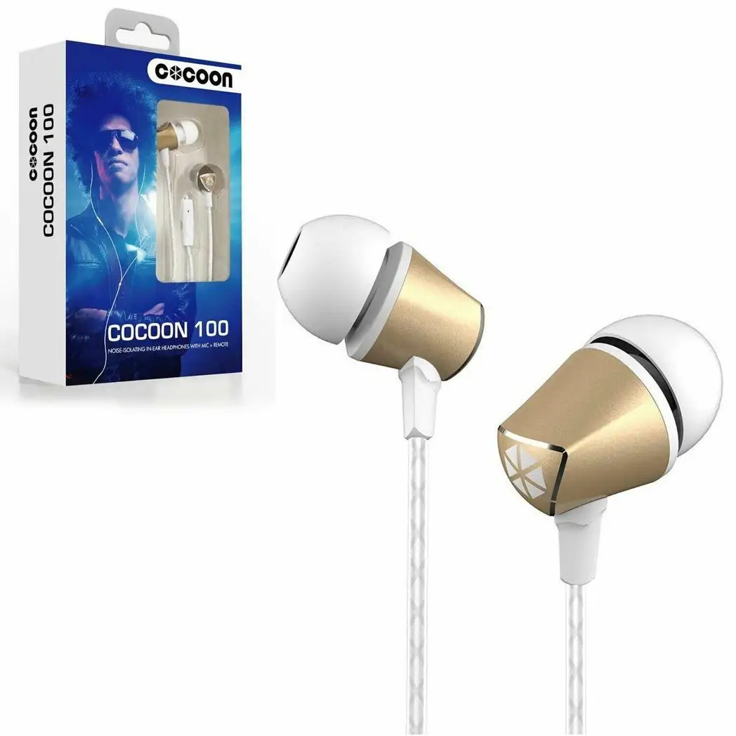 Cocoon 100 Series Noise-Isolating Tangle Free In-Ear Headphone - Gold by Cocoon