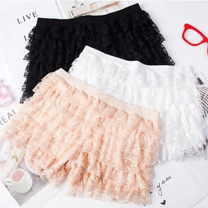 Lolita Ruffle Lace Safety Shorts Elastic Casual Bow Bottoming Culottes Anti-Walking Summer Thin Section Short Pants by All Mart Bristol Ltd
