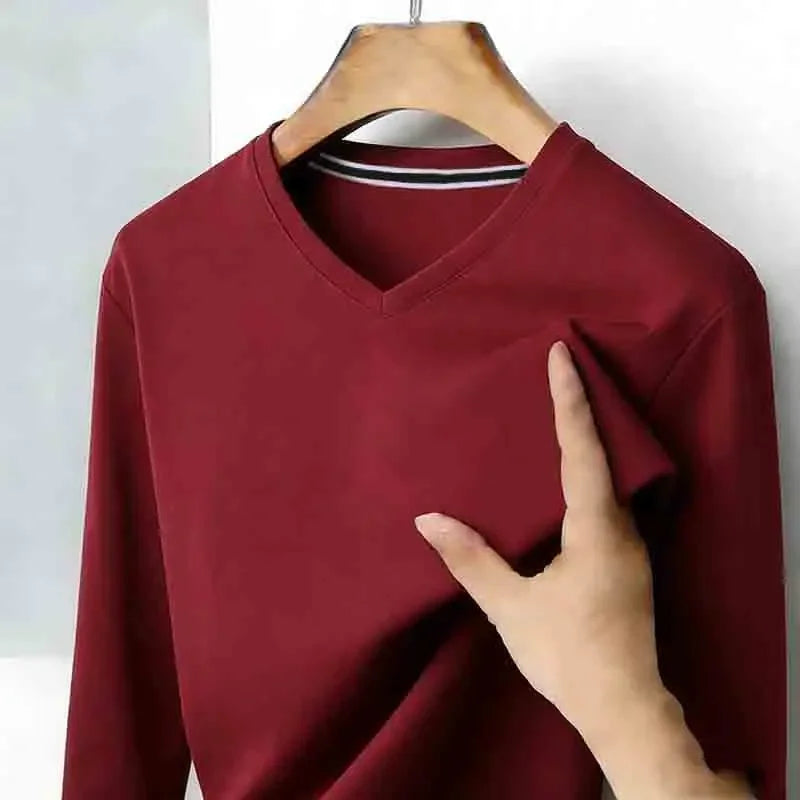 All-season Men's Light Gray V-neck Long Sleeve Knitwear Comfortable Casual Pullover for All Occasions by All Mart Bristol Ltd