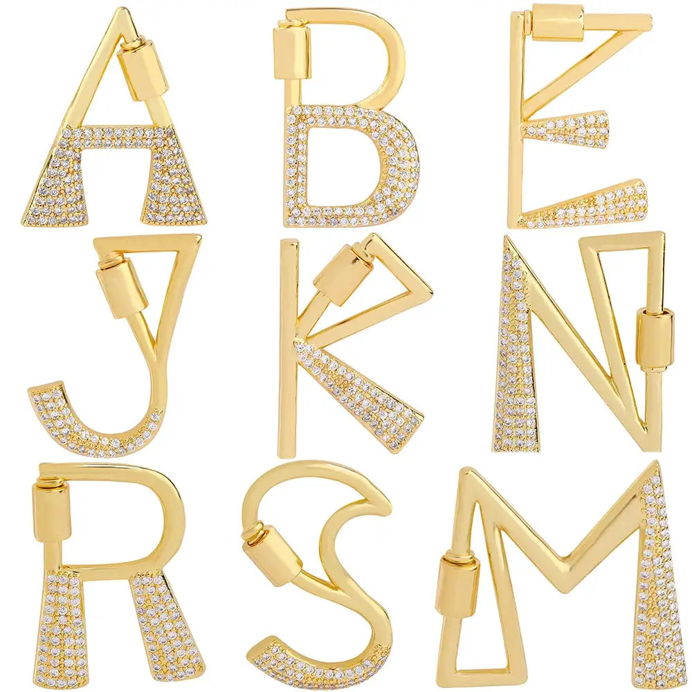Juya 18K Gold Plated 26 Alphabet Letters Pendant Fasteners Bolt Carabiner Clasps For DIY Women Mesh Chains Name Jewelry Making by All Mart Bristol Ltd