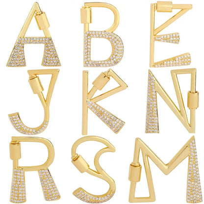 Juya 18K Gold Plated 26 Alphabet Letters Pendant Fasteners Bolt Carabiner Clasps For DIY Women Mesh Chains Name Jewelry Making by All Mart Bristol Ltd