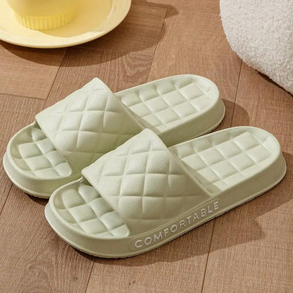 Men's Home Slippers With Plaid Design Soft-soled Silent Indoor Floor Bathing Slippers Women House Shoes Summer by Dropshipman