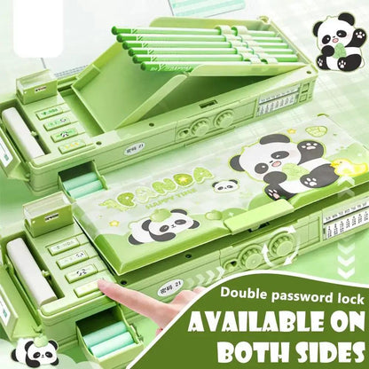 Cartoon Double Layer Pencil Case Large Capacity with Combination Lock Stationery Box Mechanical Pen Box Back to School Gift by All Mart Bristol Ltd