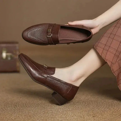 Autumn Women Loafers Casual Slip On Shoes Genuine Leather Daily Wear Fashionable Low Heeled Black And Brown, Sizes 34 To 43 by All Mart Bristol Ltd