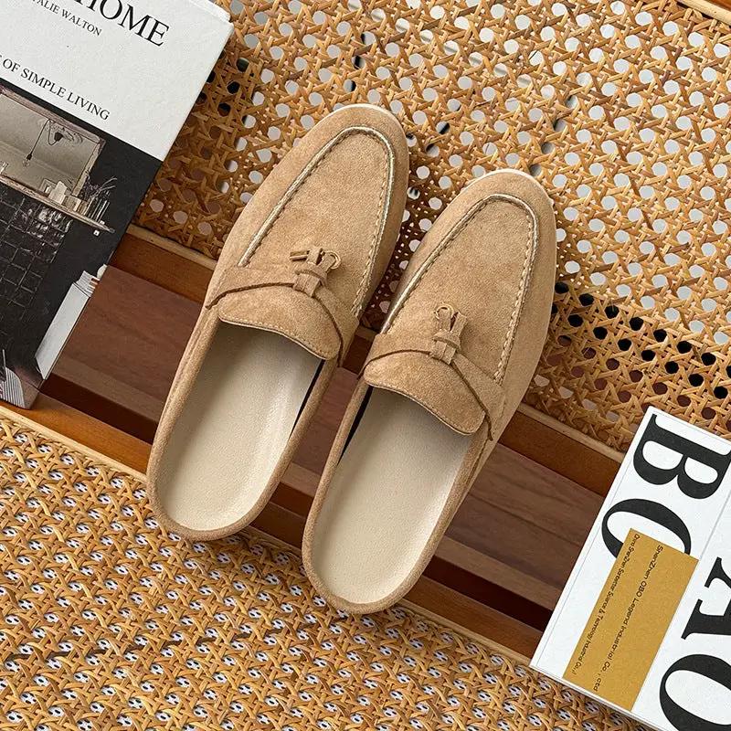 Tasseled Hidden-Heel Closed-Toe Half Slippers For Women by Dropshipman