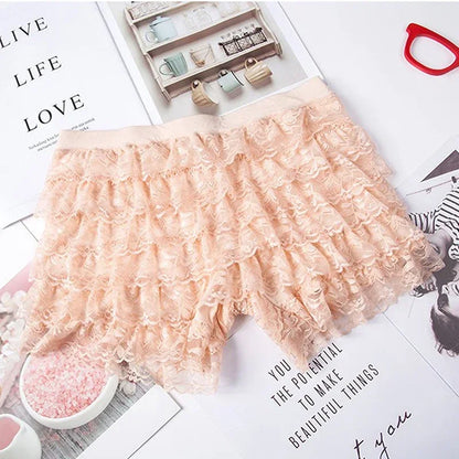 Lolita Ruffle Lace Safety Shorts Elastic Casual Bow Bottoming Culottes Anti-Walking Summer Thin Section Short Pants by All Mart Bristol Ltd
