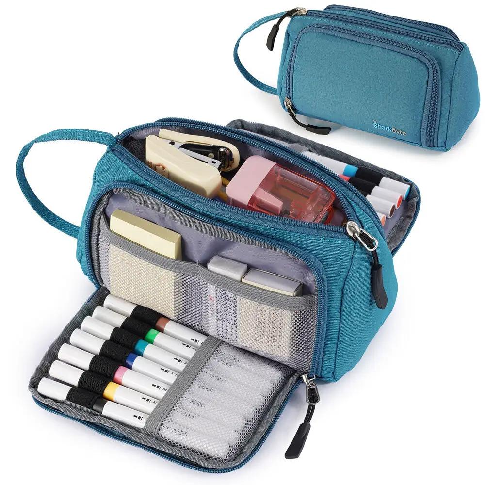 Large Capacity Pencil Case 3 Compartment Stationery Pouches Makeup Bag Storage by All Mart Bristol Ltd