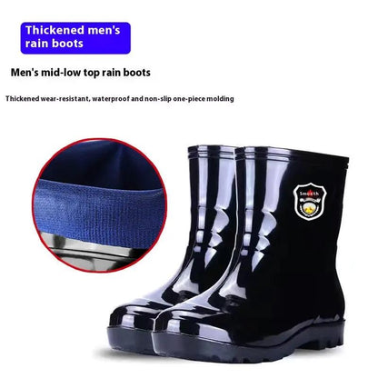 Popular Men's Tendon Bottom Camouflage Wear-resistant Rain Boots Fleece-lined Warm by Dropshipman