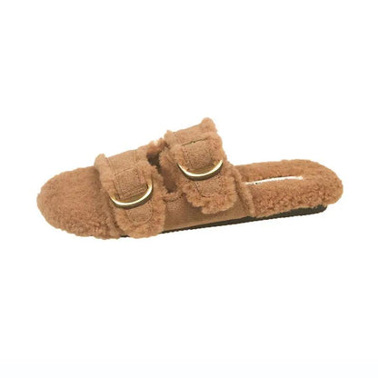 Flat Soled Lambswool Birkie Slippers For Women by Dropshipman