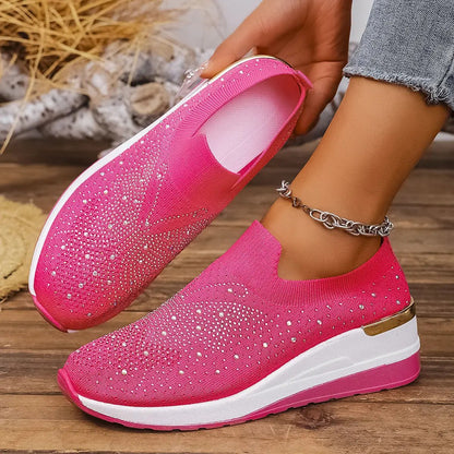 Pumps Women's Summer Wedge Round Toe Rhinestone Slip-on Women's Pumps Pumps by Dropshipman