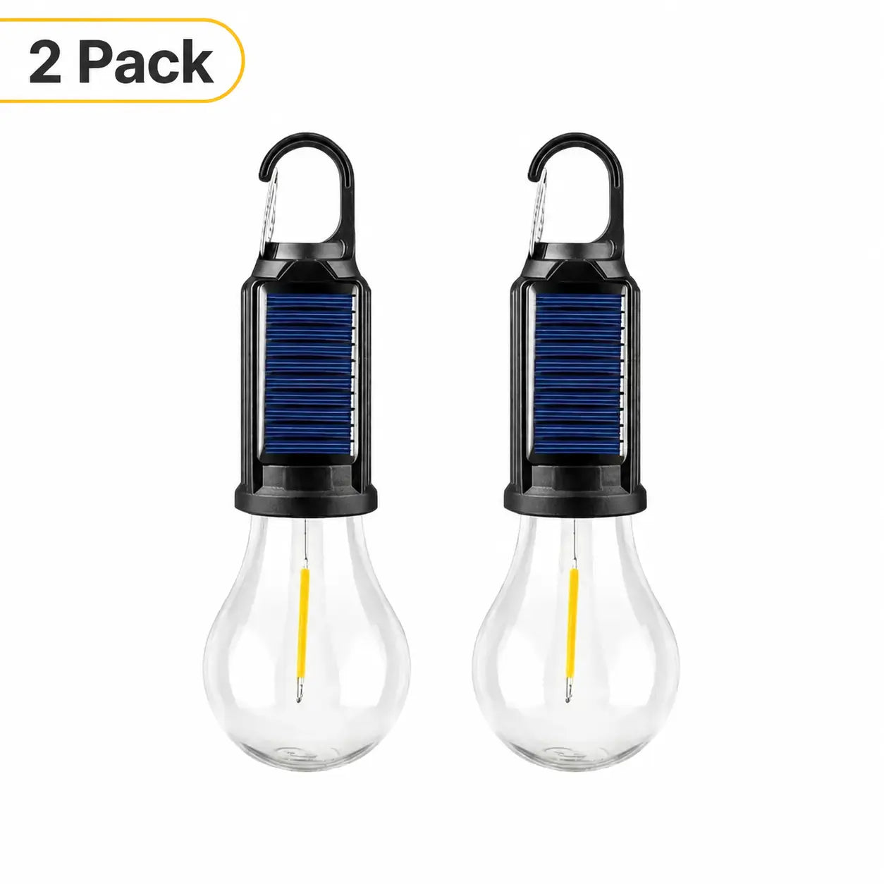 Solar LED Hanging Light, Portable Camping Lantern with Hook, USB Rechargeable & Solar Powered, Waterproof Outdoor Bulb with Warm LED Light, Adjustable Brightness for Hiking, Emergency, Tent, and Home Use