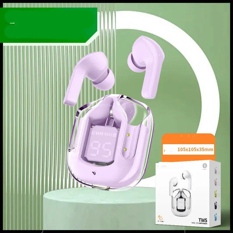New Mini Transparent Wireless Bluetooth Headset Digital Display ENC Noise Reduction True Wireless Sports Music by Dropshipman