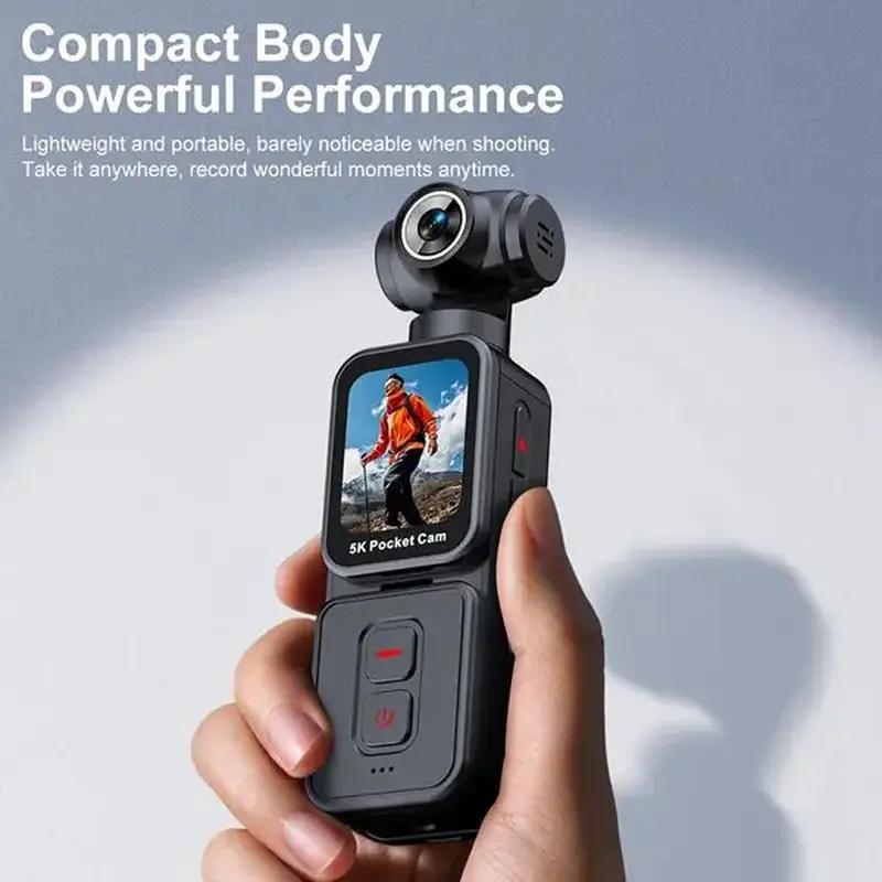 5K Stabilization Sports Camera Portable Recorder Handheld Pocket Outdoor Cycling Kids' Camera High-Pixel with AI Anti-Shake & IPX7/8 Waterproof Features - Clip, Water Proof, Screen by All Mart Bristol Ltd