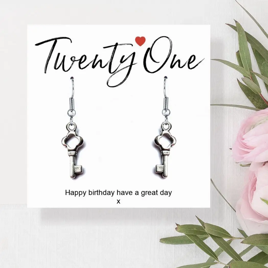 21st Birthday Earrings & Message Card by Aye Do Gifts