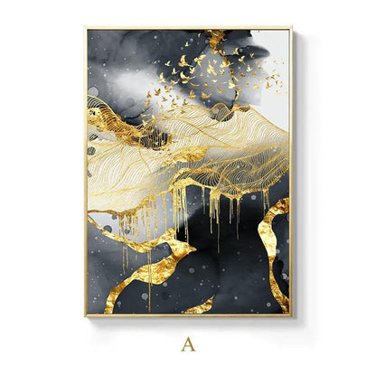 Golden Black And White Wall Art Posters And by Dropshipman