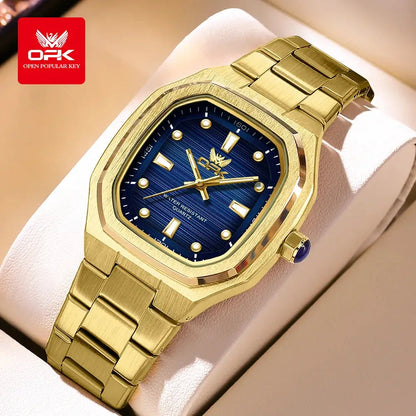 OPK 6044 Original Men Watches Stainless steel Waterproof New Men's Watch Square Dial Luminous Quartz Watch for Men by All Mart Bristol Ltd