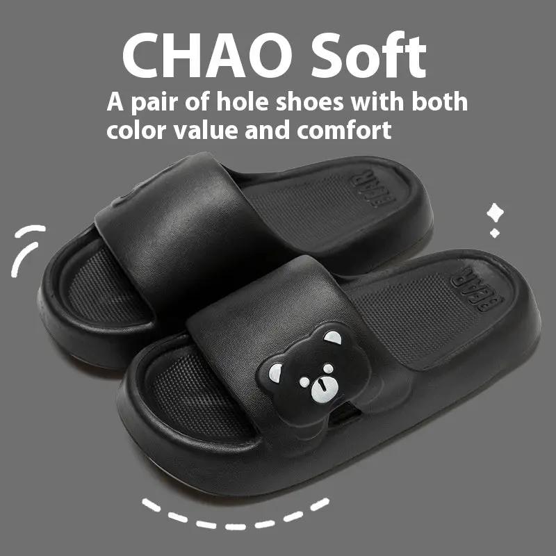 Cute Bear Home Slippers Summer Fashion Thick Bottom Non-slip Bathroom Slipper Women Men Couples Shoes by Dropshipman