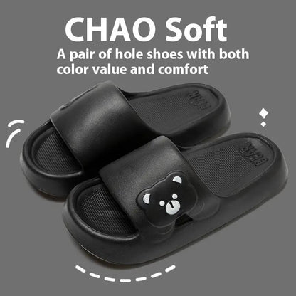 Cute Bear Home Slippers Summer Fashion Thick Bottom Non-slip Bathroom Slipper Women Men Couples Shoes by Dropshipman