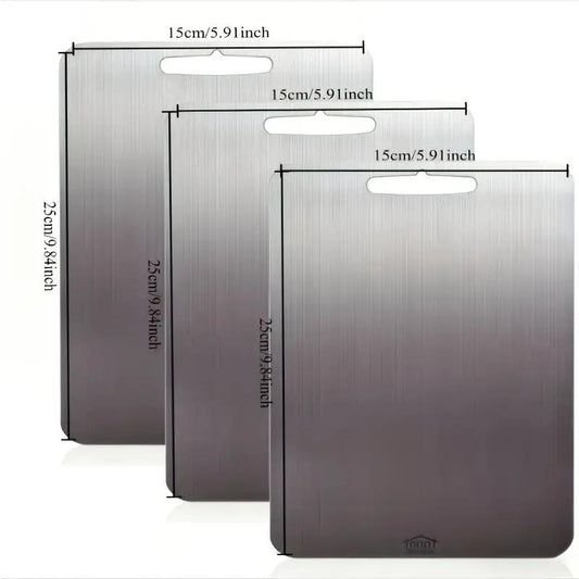 3-Piece High-Quality Stainless Steel Cutting Board Set — Durable, Easy to Clean, Ready for Use in the Kitchen, Space-Saving, Rustproof, and Bpa-Free, Ensuring Food Safety by All Mart Bristol Ltd