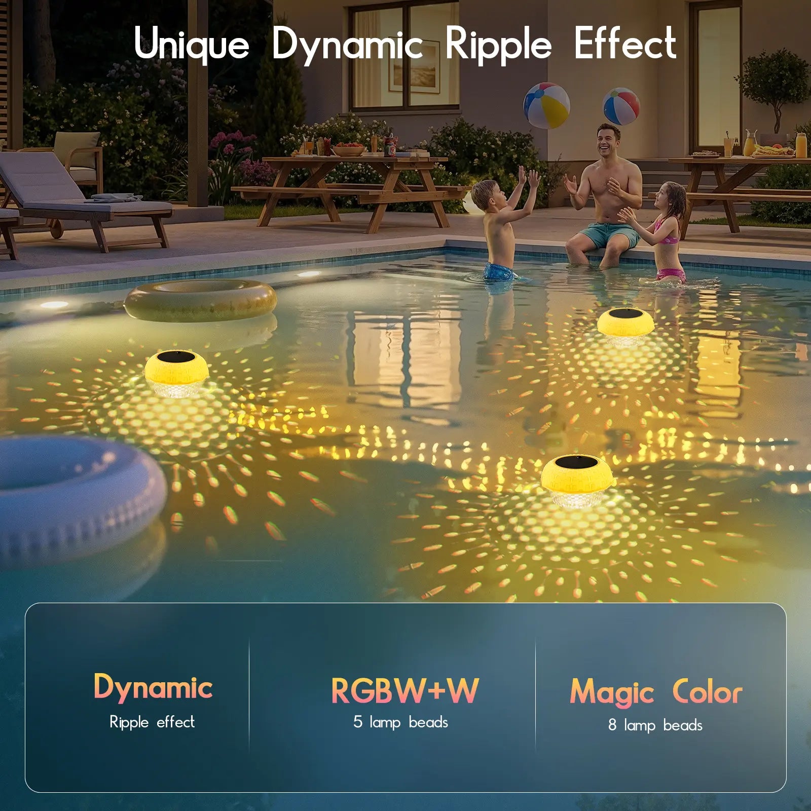 Brightown Solar Pool Chlorine Tablet Floater, RGBWW Remote Control Pool Chlorine Floater with IP68 Waterproof, 4 Dimming & 3 Timers for Pools, Hot Tubs, Large Above-Ground Pools by All Mart Bristol Ltd