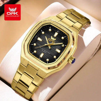 OPK 6044 Original Men Watches Stainless steel Waterproof New Men's Watch Square Dial Luminous Quartz Watch for Men by All Mart Bristol Ltd
