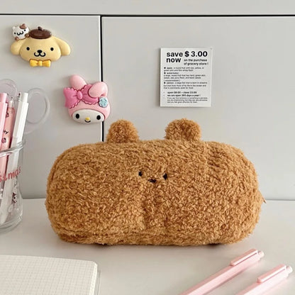 Cartoon Cosmetic Bag Pencil Case Plush Pencil Case Handbag Embroidery Kawaii Pencil Case Stationery Zipper Pouch Bag by All Mart Bristol Ltd