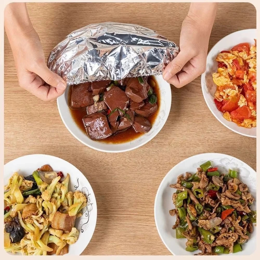 10-60Pcs Reusable Aluminum Foil Bowl Cover Heat Insulation and Heat Preservation Food Grade Oven Takeaway Picnic