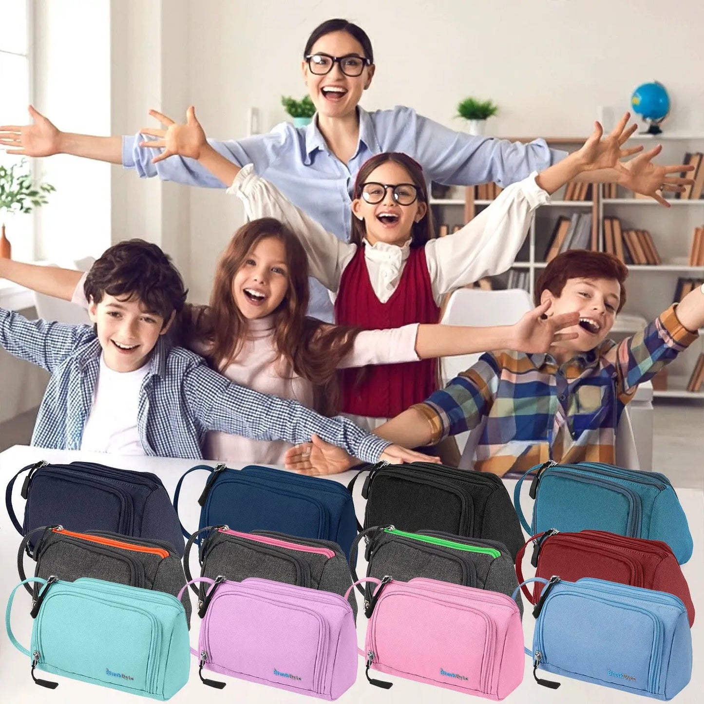 Large Capacity Pencil Case 3 Compartment Stationery Pouches Makeup Bag Storage by All Mart Bristol Ltd