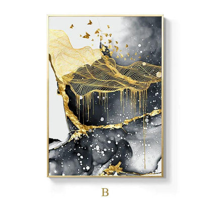 Golden Black And White Wall Art Posters And by Dropshipman