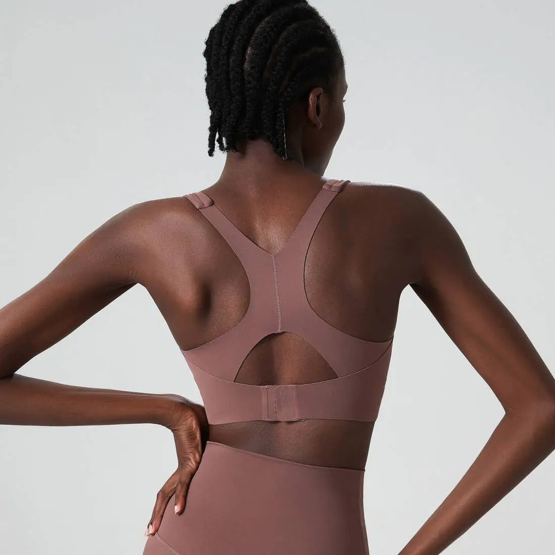 Solid Color Adjustable Back-Buckle Sports Bra by Me & I